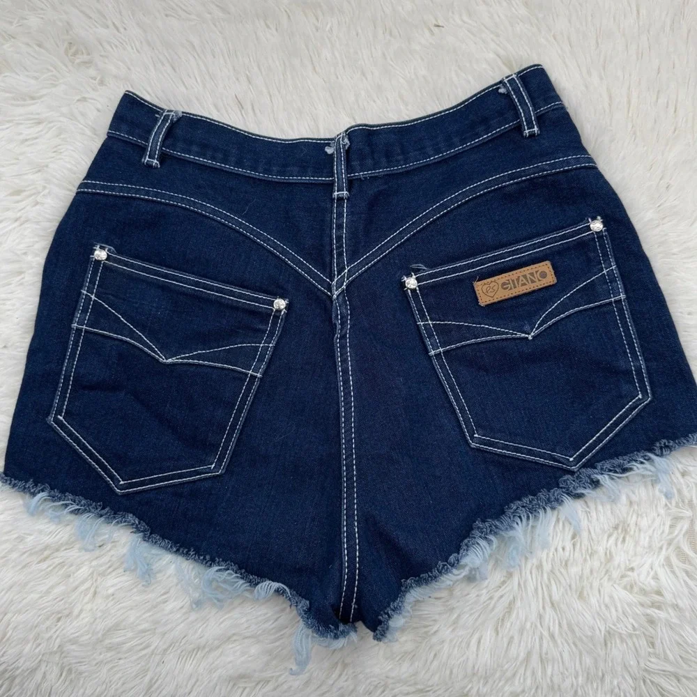 Vintage Gitano Denim Hot Shorts Frayed Hem High Waist 90s Y2K Size 25 Jorts
